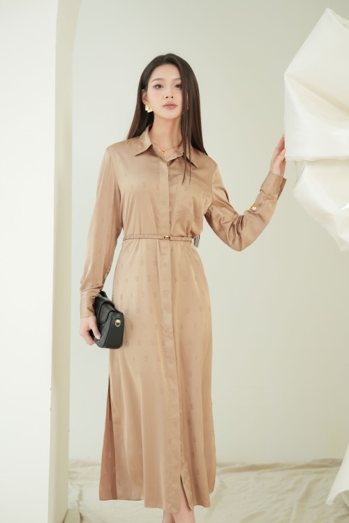 Sixdo G-Light Brown SIXDO Silk Loose Dress